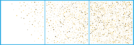 Gold polka dot confetti celebrations. Simple festive modern design. Holiday vector. Set 3 in 1のイラスト素材