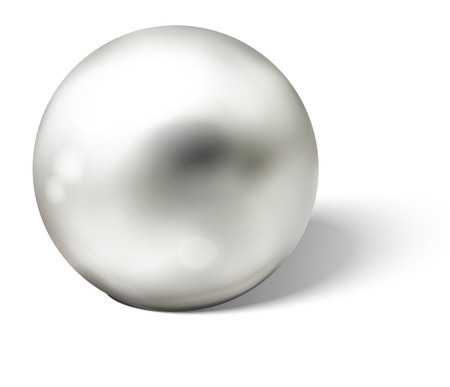 Silver or chrome ball isolated on transparent background. Spherical 3D sphere with glares and highlights for decoration. Jewellery gemstone. Vector Illustration.のイラスト素材