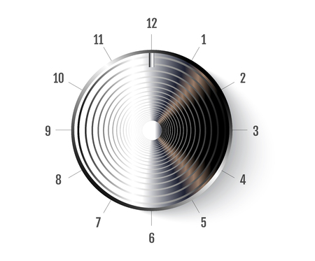 Realistic Metal Button Icon. Chrome volume knob. Vectorのイラスト素材