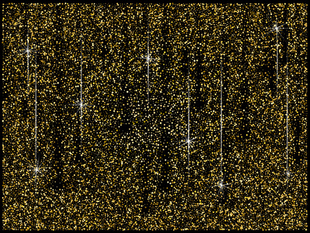 Gold glitter background. Golden glitter texture sparkling shiny wrapping paper background for holiday seasonal wallpaper decoration, greeting and wedding invitation card design elementのイラスト素材