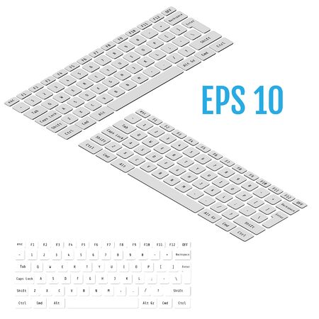 Realistic isometry of modern keyboard. Vector illustration.のイラスト素材