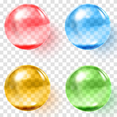 Set of multicolored transparent glass spheres with shadowsのイラスト素材