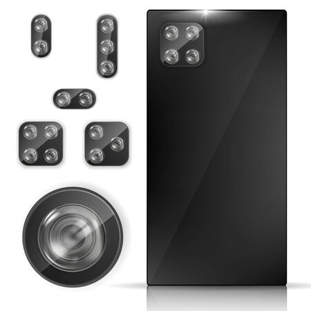 Realistic phone back view with Lens Cameras setのイラスト素材