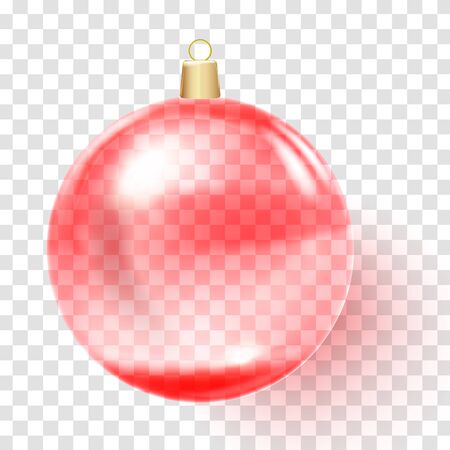 Red Christmas ball. Pink xmas glass ball.のイラスト素材