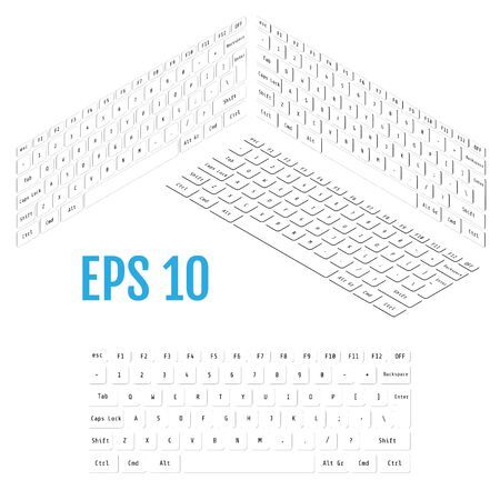 Realistic isometry of modern keyboard. Vector illustration.のイラスト素材