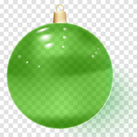 Green realistic Christmas glass ball with shadowsのイラスト素材