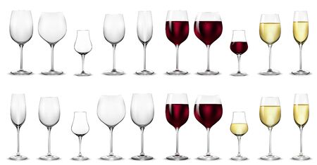 Full and empty glasses for white and red wine.のイラスト素材