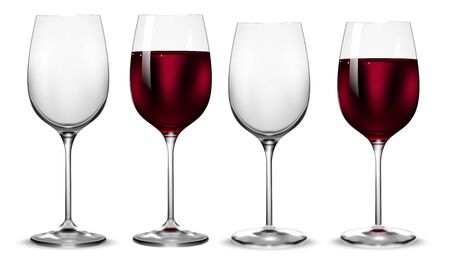 Empty and full transparency wine glass. Vector.のイラスト素材