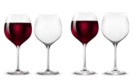 Empty and full transparency wine glass. Vector.のイラスト素材