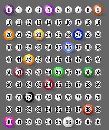 Set of lotto balls and numbers to them. Vectorのイラスト素材