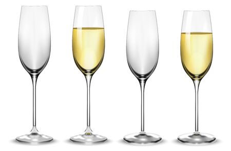 Full and empty white champagne glasses. Vectorのイラスト素材