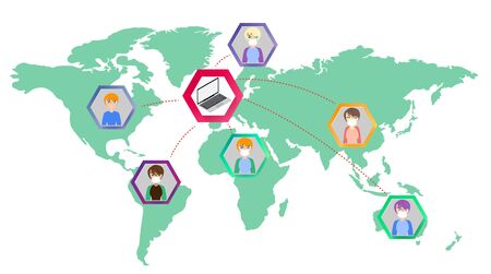 Online conference, Remote work. Online Class.のイラスト素材