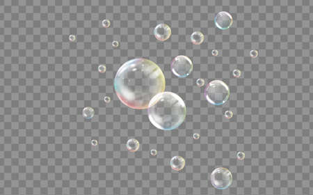 Realistic transparent colored soap or water bubbleのイラスト素材