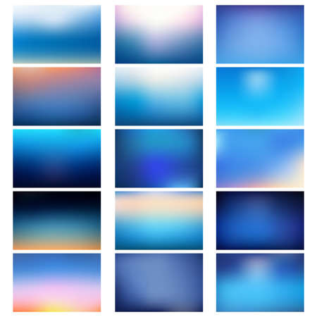 BIG set of blurred nature blue backgrounds.のイラスト素材
