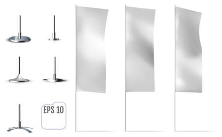 White banner flags. Realistic mockupsのイラスト素材