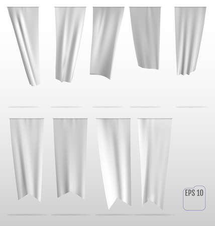 White clean vertical waving template flags.のイラスト素材