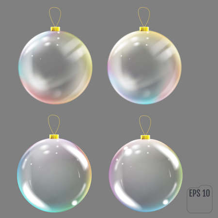 Transparent Christmas tree toy with colored reflectionsのイラスト素材