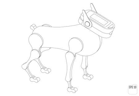 Robot dog. Isometric mechanical animalのイラスト素材