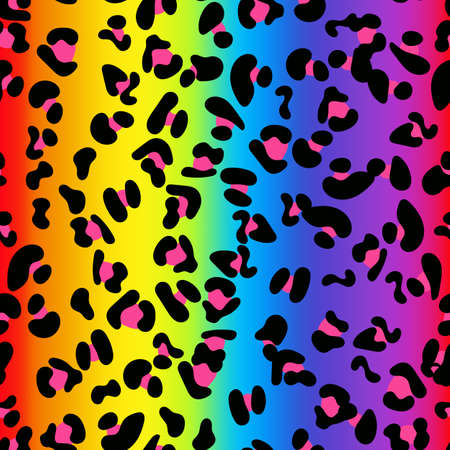 Colorful leopard seamless pattern. Claassic rainbow colored gradient background.のイラスト素材