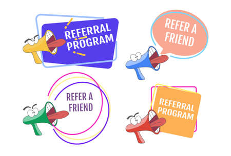 People making money from referral. Refer a friend or Referral marketing conceptのイラスト素材
