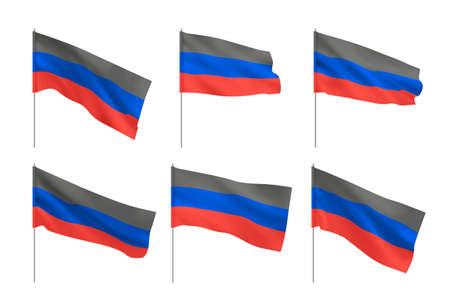 Flags Donetsk People Republic. Set of national realistic flags Donetsk People Republic. vectorのイラスト素材