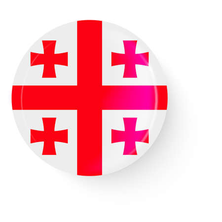 Round flag of Georgia. pin button. Pin brooch icon, sticker. 3D vector style. web button.のイラスト素材