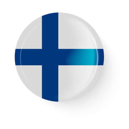 Round flag of Finland. pin button. Pin brooch icon, sticker. 3D vector style. web button.のイラスト素材