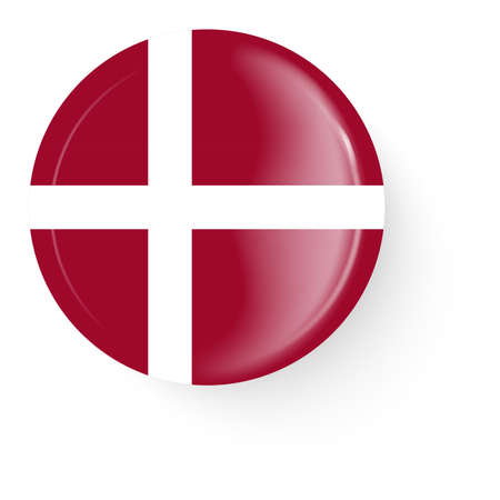 Round flag of Denmark. pin button. Pin brooch icon, sticker. 3D vector style. web button.のイラスト素材