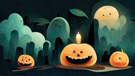 Halloween. happy pumpkins. AI renderの写真素材