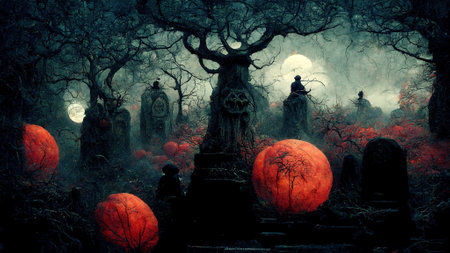 Creepy Halloween night. AI render