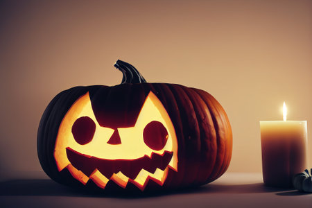 Halloween pumpkin skull. AI renderの写真素材