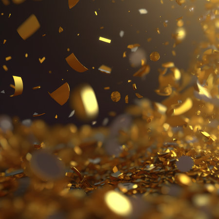 Gold classic confetti. AI render.