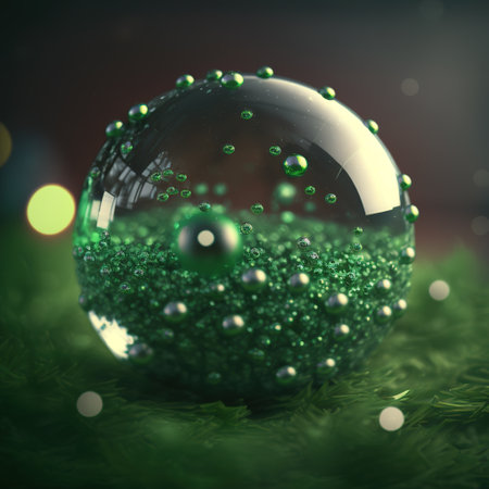 Green Christmas ball. AI render