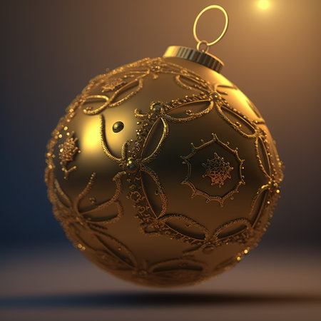 Golden Christmas ball. AI renderの写真素材