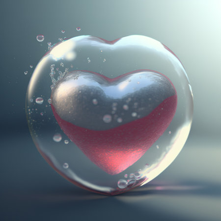 Air bubble heart. AI renderの写真素材