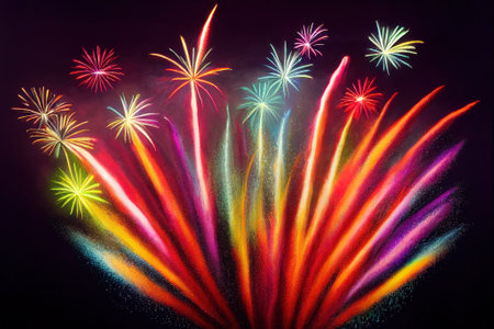 Colored holiday fireworks. _ai_generated