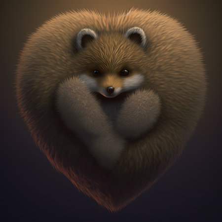 Cute fluffy heart. AI renderの写真素材