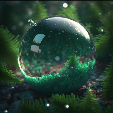 Green Christmas ball. AI renderの写真素材