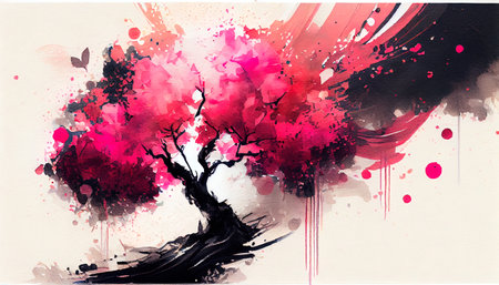 Watercolor festive background with flowers. AI generatedの写真素材