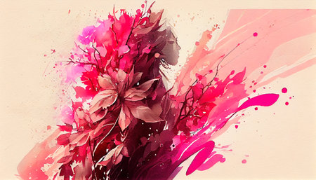 Watercolor festive background with flowers. AI generatedの写真素材