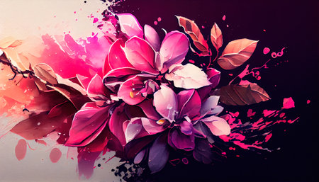 Watercolor festive background with flowers. AI generated.の写真素材