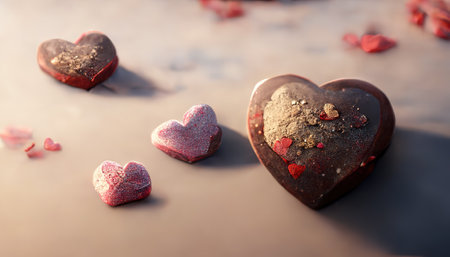 Abstract Valentine hearts, AI renderの写真素材
