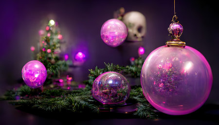 Purple Christmas decoration. AI generatedの写真素材
