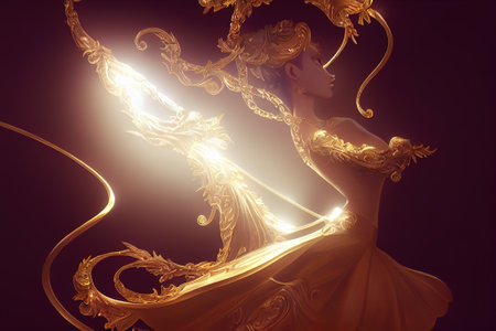 Rich golden background. AI render.の写真素材