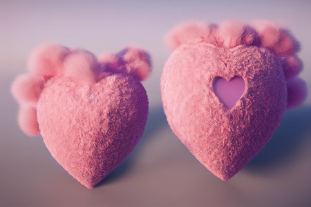 Loving Valentine hearts. AI render.の写真素材