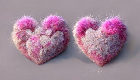 Pink fluffy hearts. AI render.の写真素材