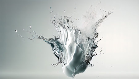 Beautiful water splash backdrop. AI render.の写真素材
