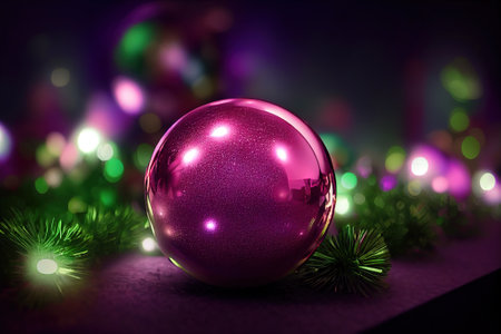 Purple Christmas decoration. AI generatedの写真素材