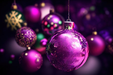 Purple Christmas decoration. AI generatedの写真素材