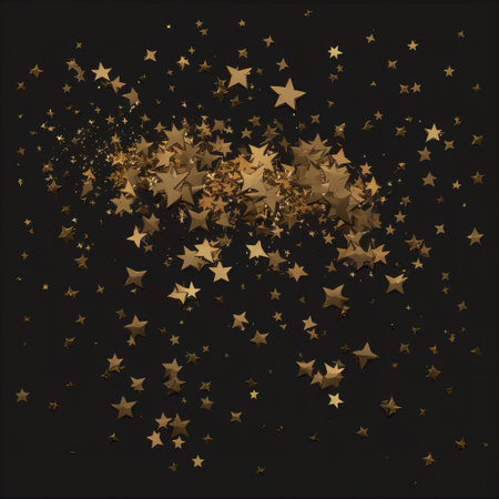 Gold sparkle texture on black. AI.